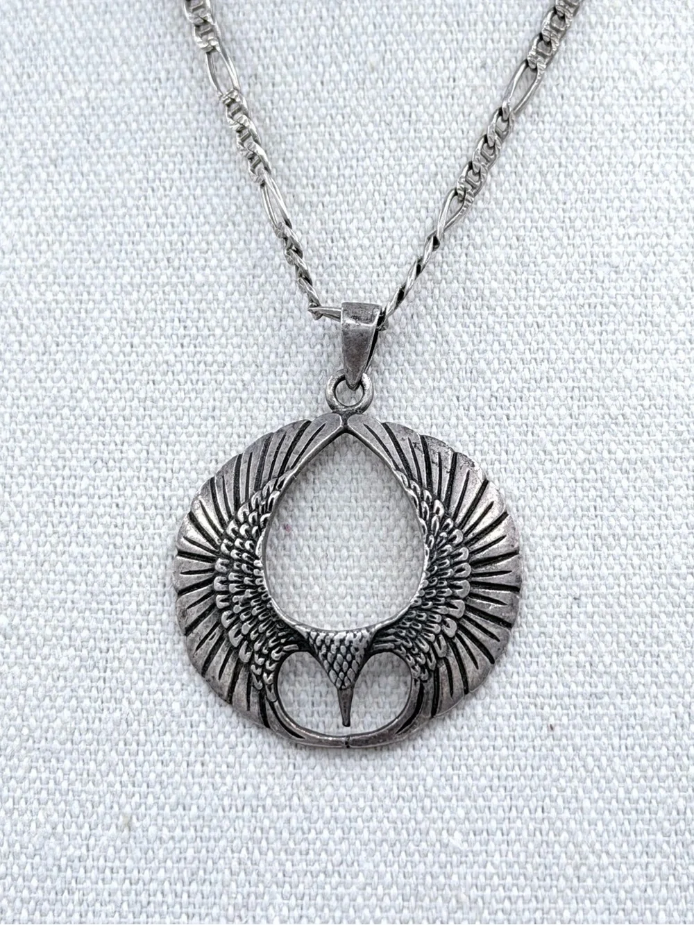 Majestic Eagle Sterling Silver Pendant & Italian Chain Mens Necklace Strength